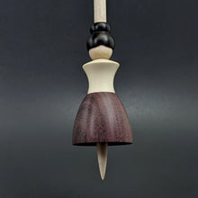 Load image into Gallery viewer, Tiny dancer spindle in purpleheart, holly, and curly maple
