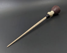 Load image into Gallery viewer, Tiny dancer spindle in purpleheart, holly, and curly maple