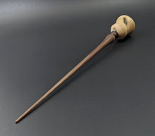 Load image into Gallery viewer, Bell support spindle in maple burl and walnut with malachite inlay