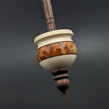 Load image into Gallery viewer, Cauldron spindle in holly, amboyna burl, and walnut