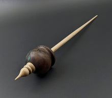 Load image into Gallery viewer, Cauldron spindle in walnut burl and curly maple with malachite inlay
