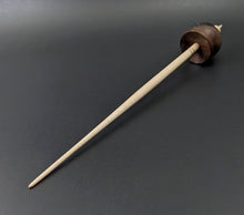 Load image into Gallery viewer, Cauldron spindle in walnut burl and curly maple with malachite inlay