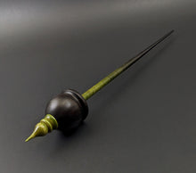 Load image into Gallery viewer, Cauldron spindle in African blackwood and hand dyed curly maple