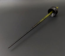 Load image into Gallery viewer, Cauldron spindle in African blackwood and hand dyed curly maple