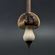 Load image into Gallery viewer, Mushroom support spindle in maple burl, holly, and walnut