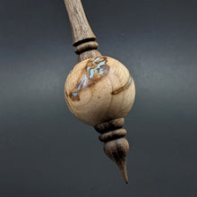 Load image into Gallery viewer, Bead spindle in maple burl and walnut with turquoise inlay