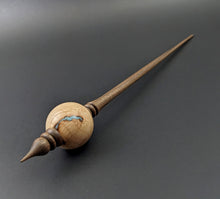 Load image into Gallery viewer, Bead spindle in maple burl and walnut with turquoise inlay