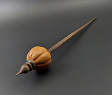 Load image into Gallery viewer, Pumpkin bead spindle in osage orange and walnut