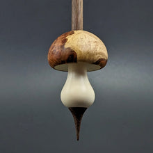 Load image into Gallery viewer, Mushroom support spindle in amboyna burl, holly, and walnut