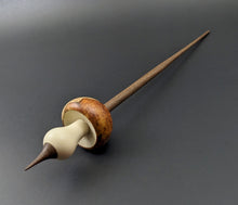 Load image into Gallery viewer, Mushroom support spindle in amboyna burl, holly, and walnut