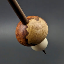 Load image into Gallery viewer, Mushroom support spindle in amboyna burl, holly, and walnut