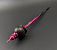 Load image into Gallery viewer, Cauldron spindle in African blackwood and hand dyed curly maple