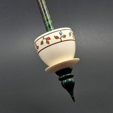 Load image into Gallery viewer, Teacup spindle in holly and hand dyed curly maple