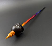 Load image into Gallery viewer, Cauldron spindle in African blackwood and hand dyed curly maple