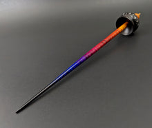 Load image into Gallery viewer, Cauldron spindle in African blackwood and hand dyed curly maple
