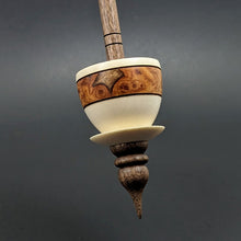 Load image into Gallery viewer, Teacup spindle in holly, amboyna burl, and walnut