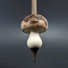 Load image into Gallery viewer, Mushroom support spindle in maple burl, holly, and walnut