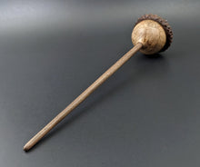Load image into Gallery viewer, Acorn drop spindle in maple burl and walnut