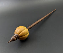 Load image into Gallery viewer, Pumpkin bead spindle in osage orange and walnut