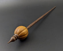 Load image into Gallery viewer, Pumpkin bead spindle in osage orange and walnut