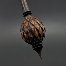 Load image into Gallery viewer, Dragon egg bead spindle in cocobolo and ebonized walnut