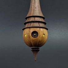 Load image into Gallery viewer, Pumpkin wee folk spindle in osage orange and walnut