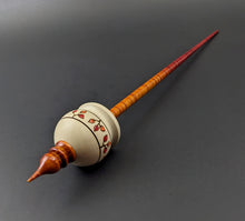 Load image into Gallery viewer, Cauldron spindle in holly and hand dyed curly maple