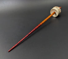 Load image into Gallery viewer, Cauldron spindle in holly and hand dyed curly maple