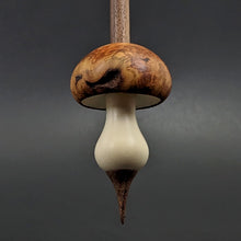 Load image into Gallery viewer, Mushroom support spindle in amboyna burl, holly, and walnut