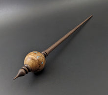 Load image into Gallery viewer, Bead spindle in maple burl and walnut with turquoise inlay