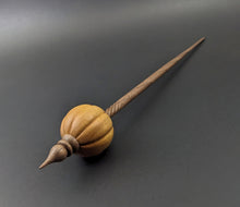 Load image into Gallery viewer, Pumpkin bead spindle in osage orange and walnut