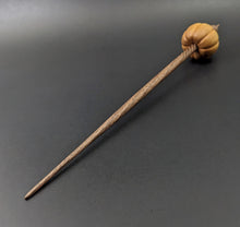 Load image into Gallery viewer, Pumpkin bead spindle in osage orange and walnut