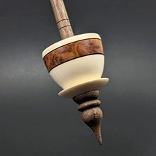 Load image into Gallery viewer, Teacup spindle in holly, amboyna burl, and walnut