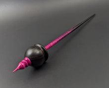 Load image into Gallery viewer, Cauldron spindle in African blackwood and hand dyed curly maple