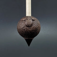 Load image into Gallery viewer, Sheep support spindle in walnut and curly maple