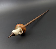 Load image into Gallery viewer, Mushroom support spindle in amboyna burl, holly, and walnut