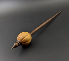 Load image into Gallery viewer, Pumpkin bead spindle in osage orange and walnut