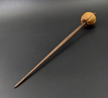 Load image into Gallery viewer, Pumpkin bead spindle in osage orange and walnut
