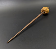 Load image into Gallery viewer, Pumpkin bead spindle in osage orange and walnut