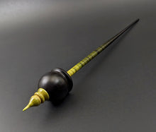 Load image into Gallery viewer, Cauldron spindle in African blackwood and hand dyed curly maple