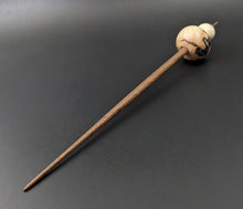 Load image into Gallery viewer, Mushroom support spindle in maple burl, holly, and walnut with turquoise inlay (<font color="red"<b>RESERVED</b></font> for Kari)