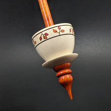 Load image into Gallery viewer, Teacup spindle in holly and hand dyed curly maple