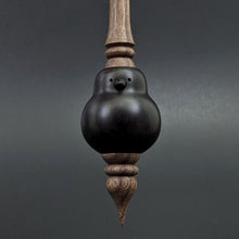 Load image into Gallery viewer, Bird bead spindle in African blackwood and walnut