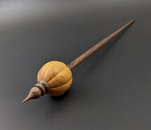 Load image into Gallery viewer, Pumpkin bead spindle in osage orange and walnut