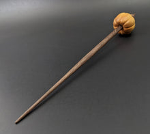 Load image into Gallery viewer, Pumpkin bead spindle in osage orange and walnut