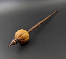 Load image into Gallery viewer, Pumpkin bead spindle in osage orange and walnut