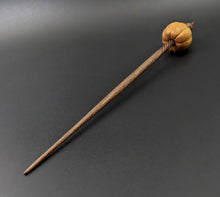 Load image into Gallery viewer, Pumpkin bead spindle in osage orange and walnut