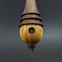 Load image into Gallery viewer, Pumpkin wee folk spindle in osage orange and walnut