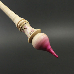 PREORDER for dyed tip Russian style spindle in curly maple