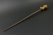 Load image into Gallery viewer, Bird bead spindle in canarywood, yellowheart, and walnut